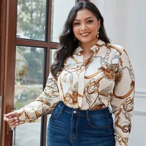 White blouse with chain design